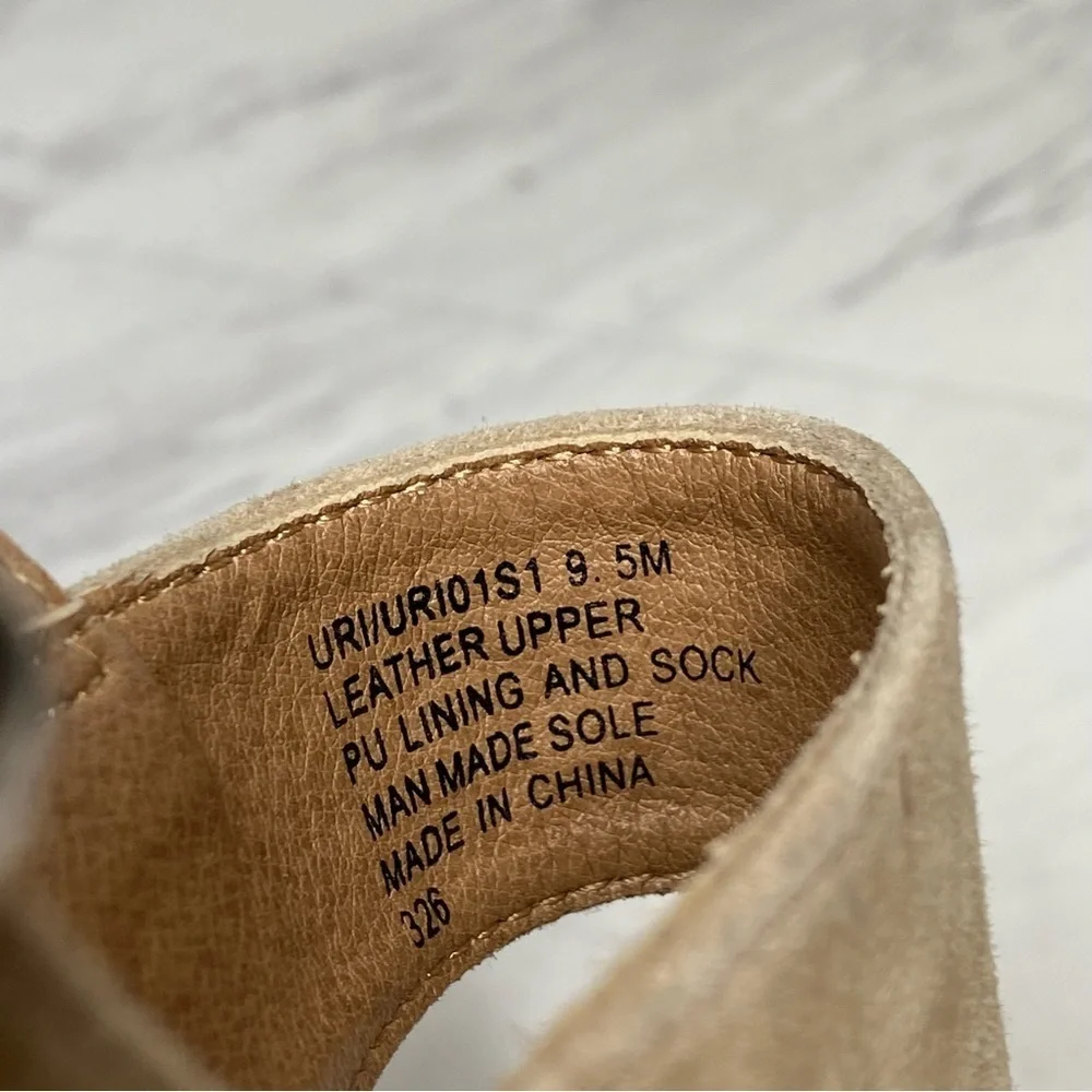 Steve Madden Uri Tan Suede Espadrille Square Toe Wedge Sandal 9 1/2